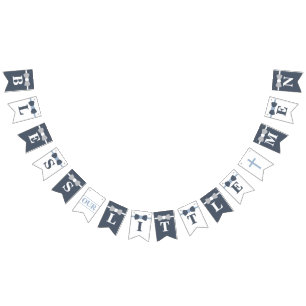 Zegen onze kleine Mannen Banner, Navy, Grijs Vlaggetjes
