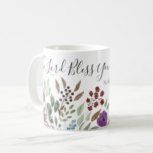 Zegen u en houd u bloemengeloof Schrift Koffiemok (Voorkant links)