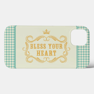 Zegen uw hart Zuidelijke Quote Gingham Case-Mate iPhone Case