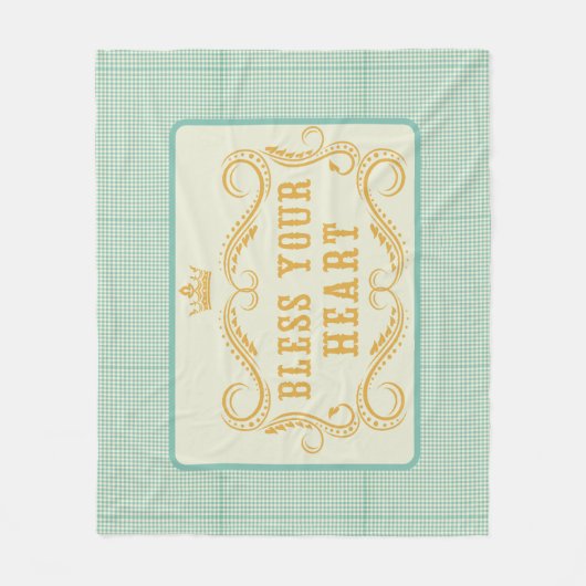 Zegen uw hart Zuidelijke Quote Gingham Fleece Deken (Voorkant)