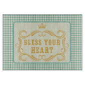 Zegen uw hart Zuidelijke Quote Gingham Snijplank (Voorkant)