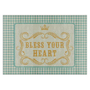 Zegen uw hart Zuidelijke Quote Gingham Snijplank