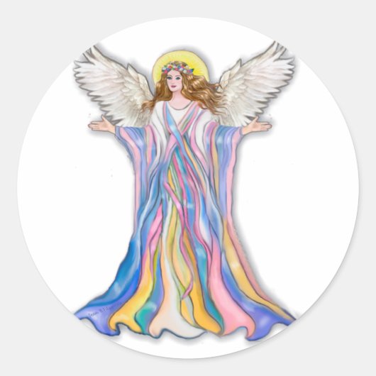Zegen van de beschermengel ronde sticker (Voorkant)