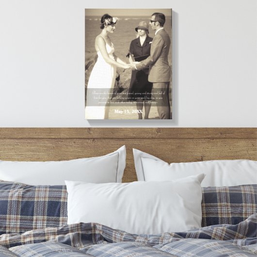 Zegen van de Handen Quote Foto Bruiloft Canvas Afdruk (Insitu (Slaapkamer))