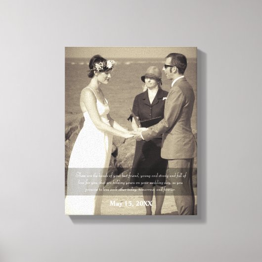 Zegen van de Handen Quote Foto Bruiloft Canvas Afdruk (Voorkant)