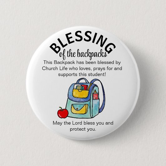 Zegen van de rugzakken cadeau labels sleutelring k ronde button 5,7 cm (Voorkant)