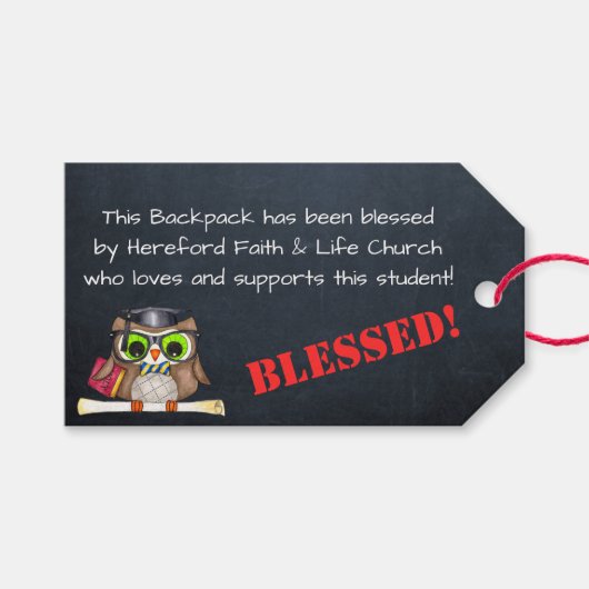 Zegen van de Rugzakken Kerkgebed Label Cadeaulabel (Voorkant (Horizontaal))