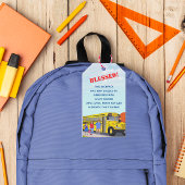 Zegen van de Rugzakken School Bus Kerk Cadeaulabel