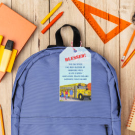 Zegen van de Rugzakken School Bus Kerk Cadeaulabel