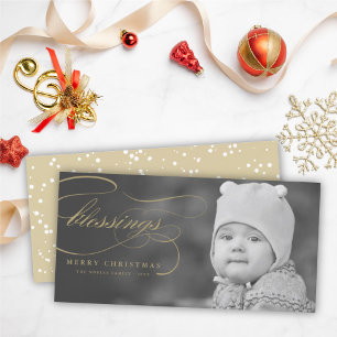 Zegenen Script Religieus Kerst Elegant Foto Feestdagenkaart