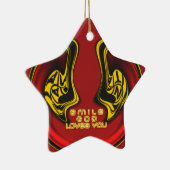 Zegening van Boven: Gods Liefde Spirituele Groet Keramisch Ornament (Rechts)