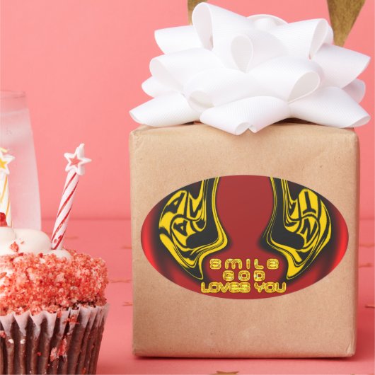 Zegening van Boven: Gods Liefde Spirituele Groet Ovale Sticker (Feest)