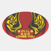 Zegening van Boven: Gods Liefde Spirituele Groet Ovale Sticker (Voorkant)