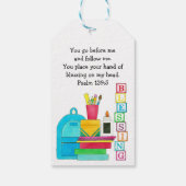 Zegening van de rugzakken Schattigee schoolbenodig Cadeaulabel (Achterkant)