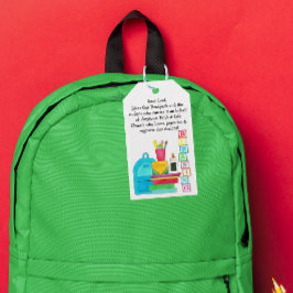 Zegening van de rugzakken Schattigee schoolbenodig Cadeaulabel