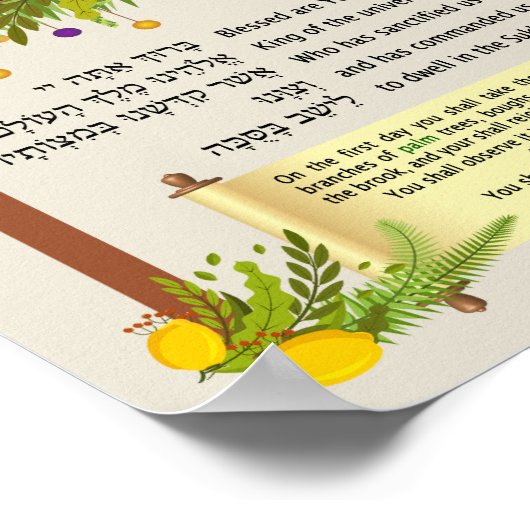 Zegening voor het wonen in de Sukkah voor Sukkot Poster (Hoek)