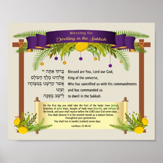 Zegening voor het wonen in de Sukkah voor Sukkot Poster (Voorkant)