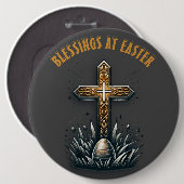Zegeningen bij Pasen Christelijk Kruis | Ronde Button 6,0 Cm (Voorkant /achterkant)
