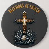 Zegeningen bij Pasen Christelijk Kruis | Ronde Button 6,0 Cm (Voorkant)