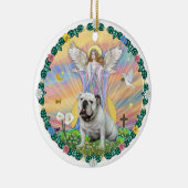 Zegeningen - Engelse Bulldog (wit) Keramisch Ornament (Rechts)