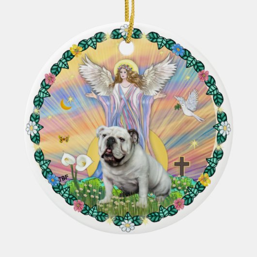 Zegeningen - Engelse Bulldog (wit) Keramisch Ornament (Voorkant)