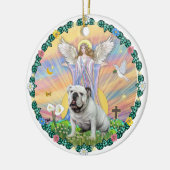 Zegeningen - Engelse Bulldog (wit) Keramisch Ornament (Links)