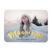 Zegeningen Faux Goud Script Vakantie Kerstmis Foto Magneet