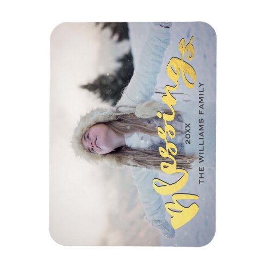 Zegeningen Faux Goud Script Vakantie Kerstmis Foto Magneet