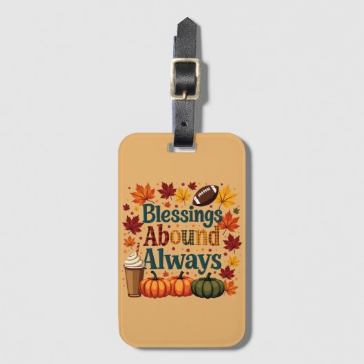 Zegeningen in overvloed altijd herfstontwerp bagagelabel (Voorkant (verticaal))