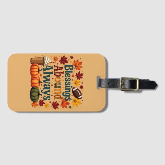 Zegeningen in overvloed altijd herfstontwerp bagagelabel (Voorkant (horizontaal))
