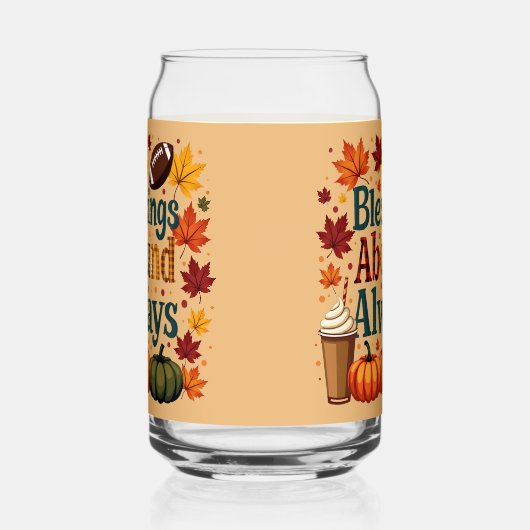 Zegeningen in overvloed altijd herfstontwerp blikvorm glas (Links)