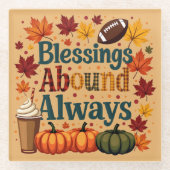 Zegeningen in overvloed altijd herfstontwerp glazen onderzetter (Voorkant)