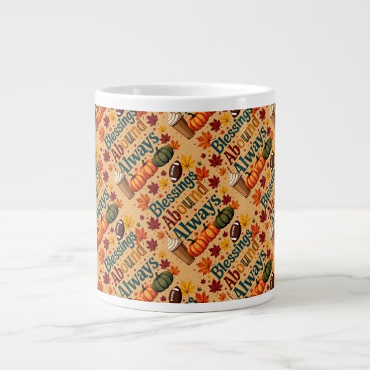 Zegeningen in overvloed altijd herfstontwerp grote koffiekop (Voorkant)