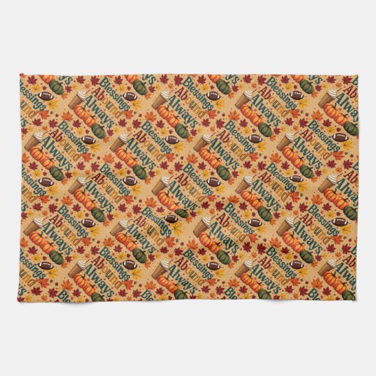 Zegeningen in overvloed altijd herfstontwerp theedoek (Horizontaal)