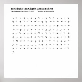 Zegeningen Lettertype Glyphs Contactblad Poster