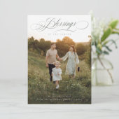 Zegeningen Minimalistische Familiefoto Kerst Kaart (Staand voorkant)