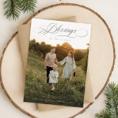 Zegeningen Minimalistische Familiefoto Kerst Kaart