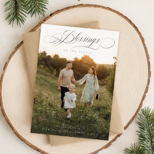 Zegeningen Minimalistische Familiefoto Kerst Kaart