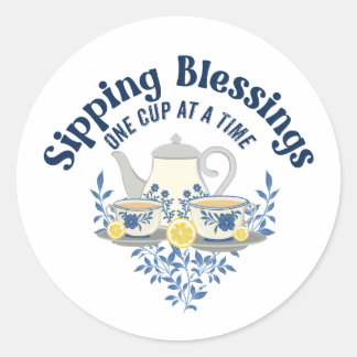 Zegeningen nippen, één kopje tegelijk ronde sticker