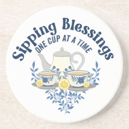 Zegeningen nippen, één kopje tegelijk zandsteen onderzetter