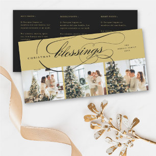 Zegeningen Script Religieus Kerst Elegant Foto Feestdagenkaart