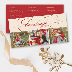 Zegeningen Script Religieus Kerst Elegant Foto Feestdagenkaart