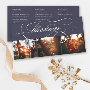 Zegeningen Script Religieus Kerst Elegant Foto Feestdagenkaart