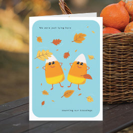 Zegeningen Tellen | Hemelblauwe Candy Corn Herfst Feestdagen Kaart