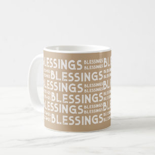 Zegeningen Typografische gift Witte en beige tonen Koffiemok