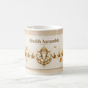 Zegeningen van Ganesha Shubh Aarambh Monogram Diwa Koffiemok