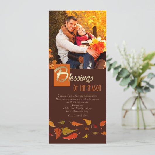 Zegeningen van het seizoen. Thanksgiving foto Feestdagenkaart (Staand voorkant)