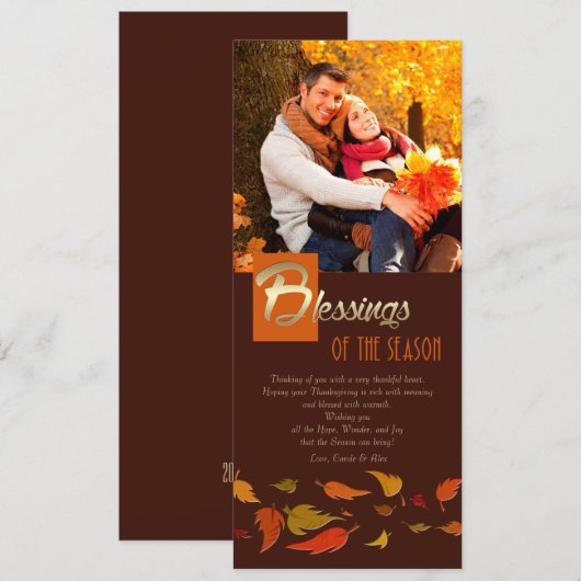 Zegeningen van het seizoen. Thanksgiving foto Feestdagenkaart (Voorkant / Achterkant)
