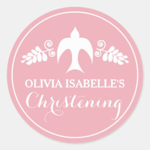 Zegeningen voor Baby Meisje Doopuitnodiging Ronde Sticker