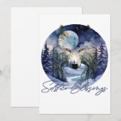 Zegeningen Zonnewende Winter Wolf Maneschijn Bos Feestdagenkaart (Voorkant / Achterkant)